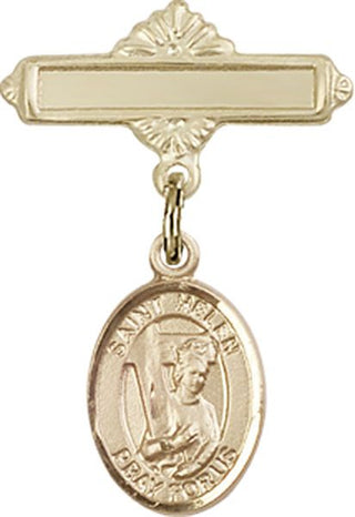 14kt Gold Filled Polished Badge Pin St. Helen Baby Badge - Engravable