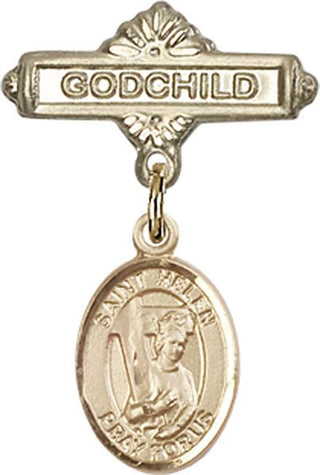 14kt Gold Godchild St. Helen Baby Badge - Engravable