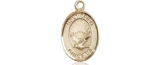 14kt Gold Holy Spirit Medal Engraved Catholic Saint Jewelry