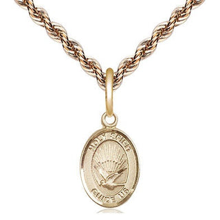 14kt Gold Holy Spirit Medal Engraved Catholic Saint Jewelry