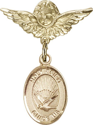 14kt Gold Filled Small Angel w/Wings Holy Spirit Baby Badge - Engravable