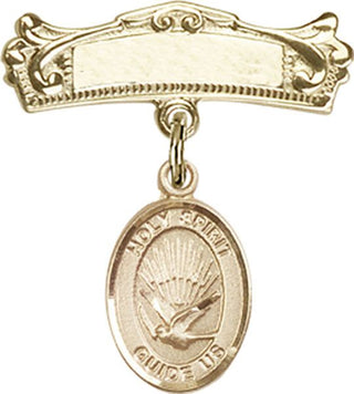 14kt Gold Badge Pin Holy Spirit Baby Badge - Engravable