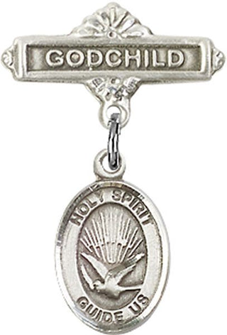 Sterling Silver Godchild Holy Spirit Baby Badge - Engravable