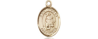 14kt Gold Saint Hubert of Liege Medal Engraved Catholic Saint Jewelry