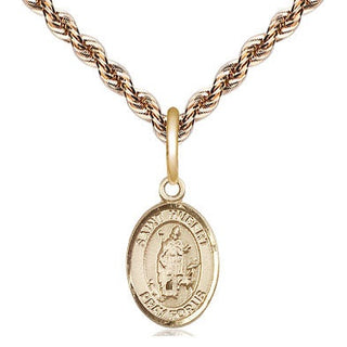 14kt Gold Saint Hubert of Liege Medal Engraved Catholic Saint Jewelry
