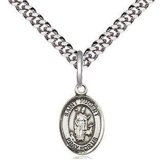 Pewter Saint Hubert of Liege Medal Religious and Catholic Jewelry Engraved Catholic Saint Jewelry