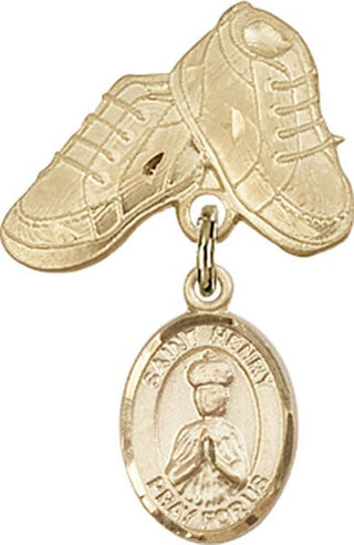 14kt Gold Filled Baby Boots St. Henry II Baby Badge - Engravable