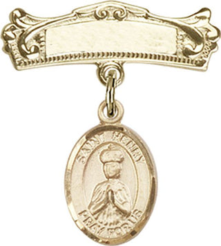 14kt Gold Badge Pin St. Henry II Baby Badge - Engravable
