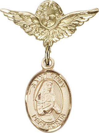 14kt Gold Filled Small Angel w/Wings St. Emily de Vialar Baby Badge - Engravable