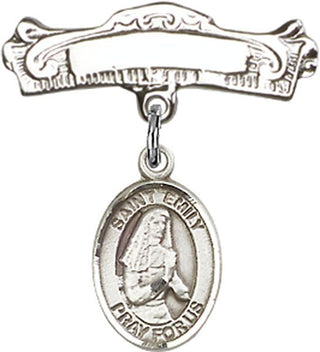 Sterling Silver Badge Pin St. Emily de Vialar Baby Badge - Engravable