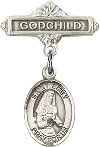 Sterling Silver Godchild St. Emily de Vialar Baby Badge - Engravable