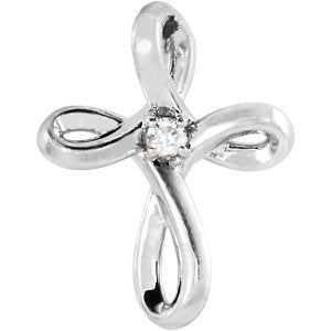 Sterling Silver .015 CTW Diamond Cross Pendant