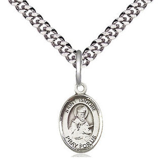 Pewter Saint Isidore of Seville Medal Religious and Catholic Jewelry Engraved Catholic Saint Jewelry