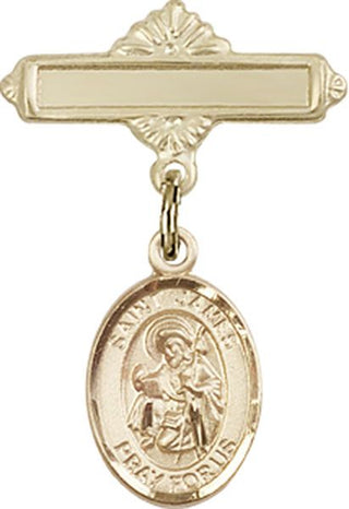 14kt Gold Filled Polished Badge Pin St. James the Greater Baby Badge - Engravable