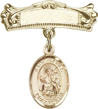 14kt Gold Badge Pin St. James the Greater Baby Badge - Engravable