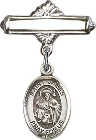 Sterling Silver Polished Badge Pin St. James the Greater Baby Badge - Engravable