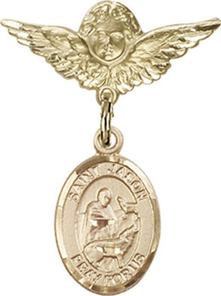 14kt Gold Filled Small Angel w/Wings St. Jason Baby Badge - Engravable