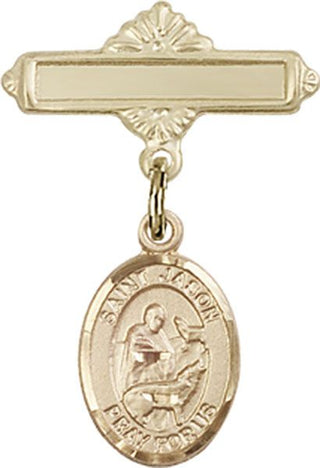 14kt Gold Polished Badge Pin St. Jason Baby Badge - Engravable