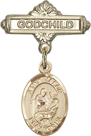 14kt Gold Godchild St. Jason Baby Badge - Engravable