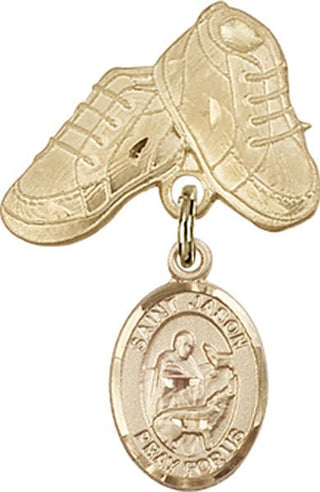 14kt Gold Baby Boots St. Jason Baby Badge - Engravable