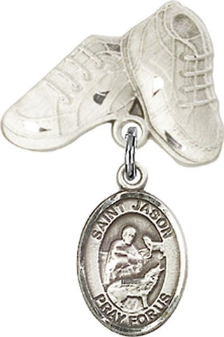 Sterling Silver Baby Boots St. Jason Baby Badge - Engravable