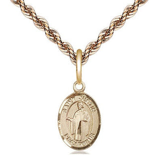 14kt Gold Saint Justin Medal Engraved Catholic Saint Jewelry