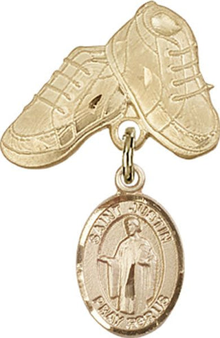 14kt Gold Filled Baby Boots St. Justin Baby Badge - Engravable