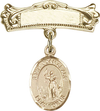 14kt Gold Filled Badge Pin St. Joan of Arc Baby Badge - Engravable
