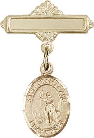 14kt Gold Polished Badge Pin St. Joan of Arc Baby Badge - Engravable