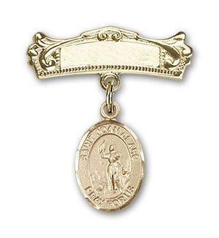 14kt Gold Badge Pin St. Joan of Arc Baby Badge - Engravable
