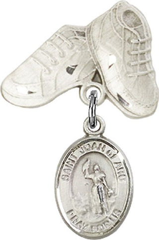 Sterling Silver Baby Boots St. Joan of Arc Baby Badge - Engravable