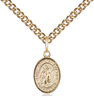 14kt Gold Saint John the Baptist Medal Engraved Catholic Saint Jewelry
