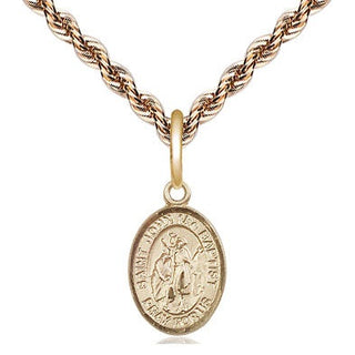 14kt Gold Saint John the Baptist Medal Engraved Catholic Saint Jewelry
