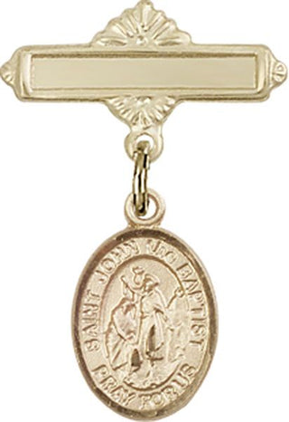 14kt Gold Filled Polished Badge Pin St. John the Baptist Baby Badge - Engravable