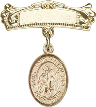 14kt Gold Filled Badge Pin St. John the Baptist Baby Badge - Engravable