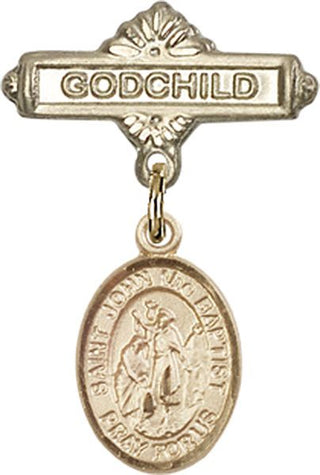 14kt Gold Filled Godchild St. John the Baptist Baby Badge - Engravable