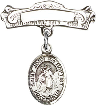 Sterling Silver Badge Pin St. John the Baptist Baby Badge - Engravable