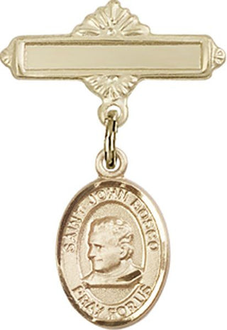 14kt Gold Filled Polished Badge Pin St. John Bosco Baby Badge - Engravable