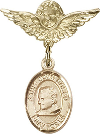 14kt Gold Filled Small Angel w/Wings St. John Bosco Baby Badge - Engravable