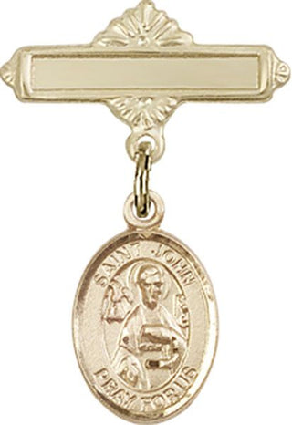 14kt Gold Filled Polished Badge Pin St. John the Apostle Baby Badge - Engravable