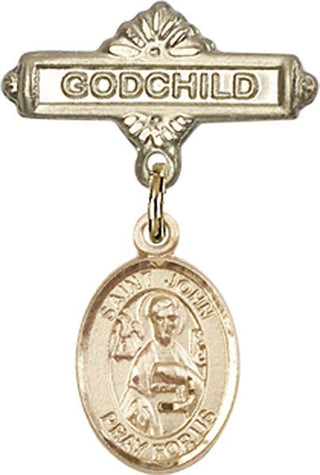 14kt Gold Filled Godchild St. John the Apostle Baby Badge - Engravable
