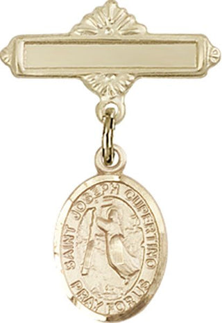 14kt Gold Filled Polished Badge Pin St. Joseph of Cupertino Baby Badge - Engravable