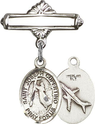 Sterling Silver Polished Badge Pin St. Joseph of Cupertino Baby Badge - Engravable
