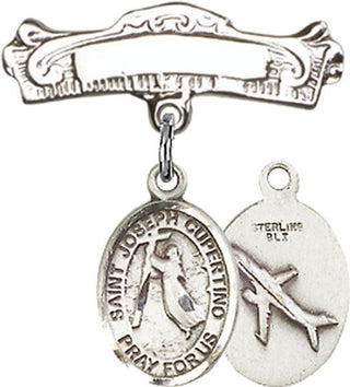 Sterling Silver Badge Pin St. Joseph of Cupertino Baby Badge - Engravable