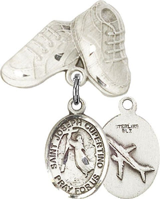 Sterling Silver Baby Boots St. Joseph of Cupertino Baby Badge - Engravable