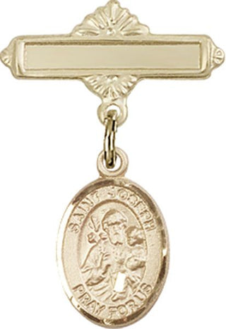 14kt Gold Filled Polished Badge Pin St. Joseph Baby Badge - Engravable