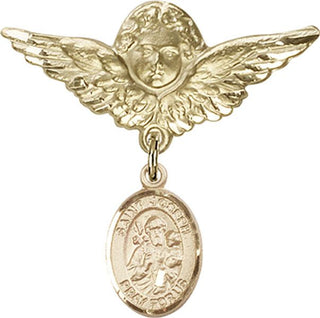 14kt Gold Filled Large Angel w/Wings St. Joseph Baby Badge - Engravable
