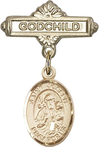 14kt Gold Filled Godchild St. Joseph Baby Badge - Engravable