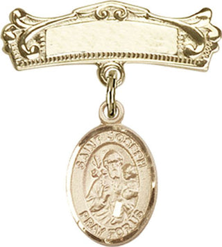 14kt Gold Badge Pin St. Joseph Baby Badge - Engravable