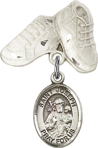 Sterling Silver Baby Boots St. Joseph Baby Badge - Engravable